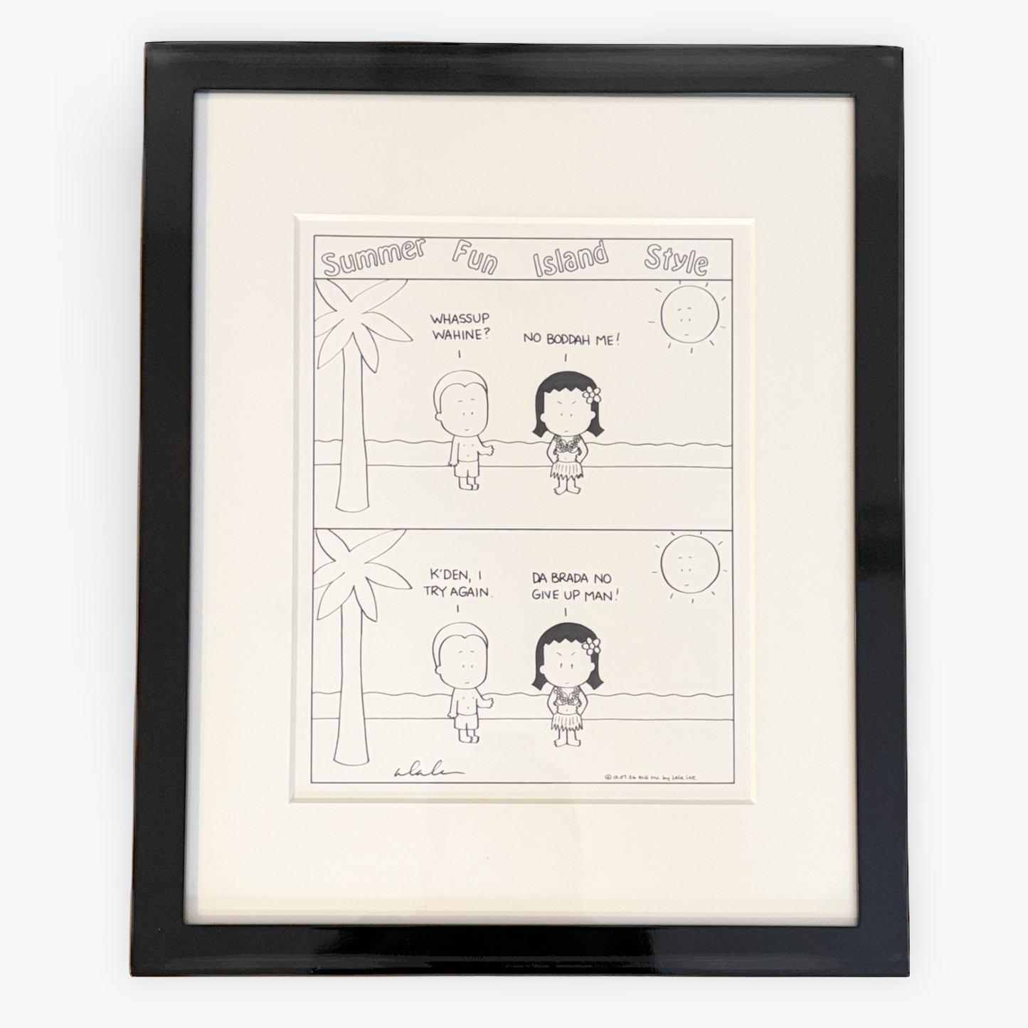 "Summer Fun Island Style" framed original comic strip