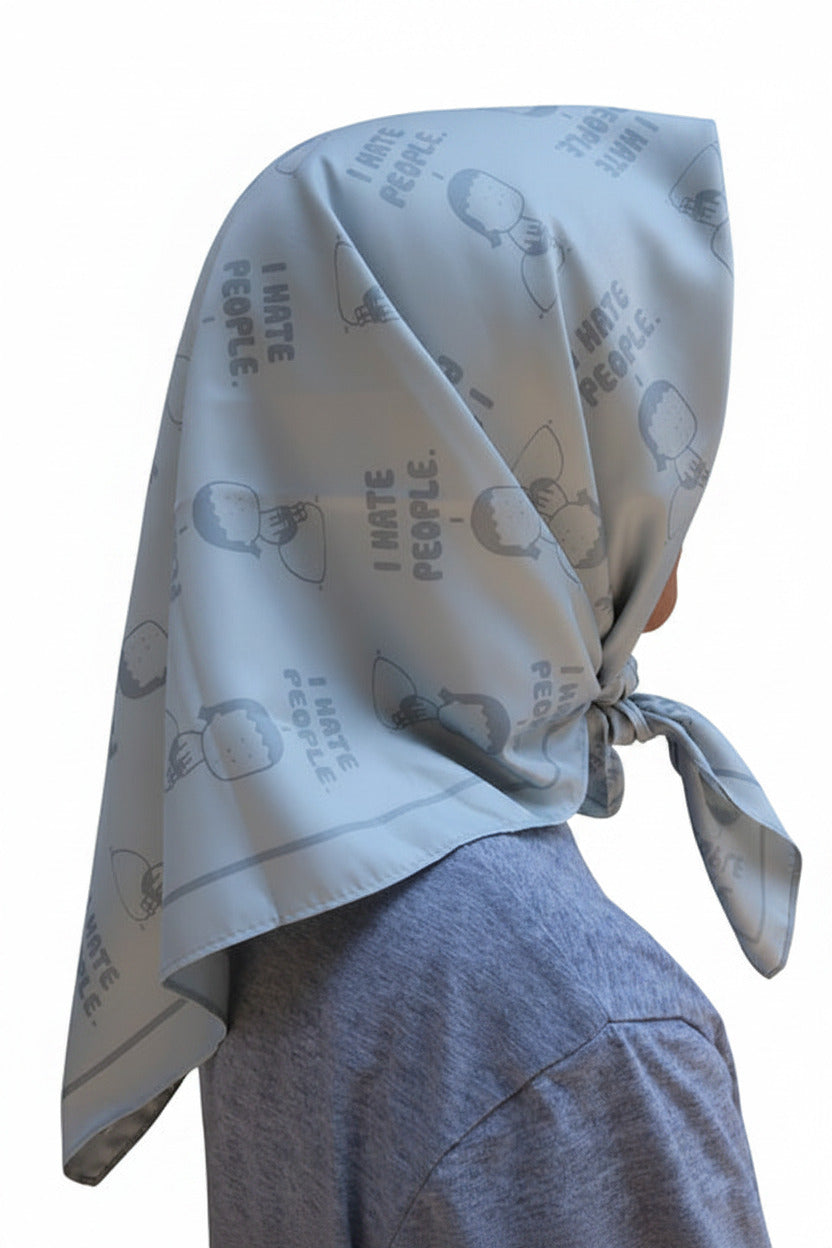 Angry Little Asian Girl "I Hate People" Square Scarf