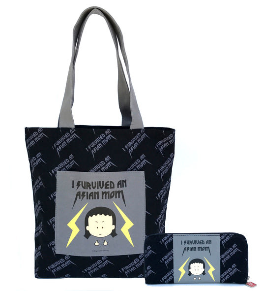 "I survived an Asian mom" Tote Bag and Wallet Set