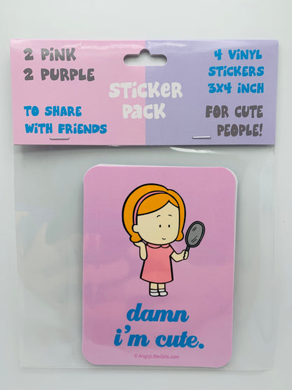 Damn I'm Cute vinyl sticker pack
