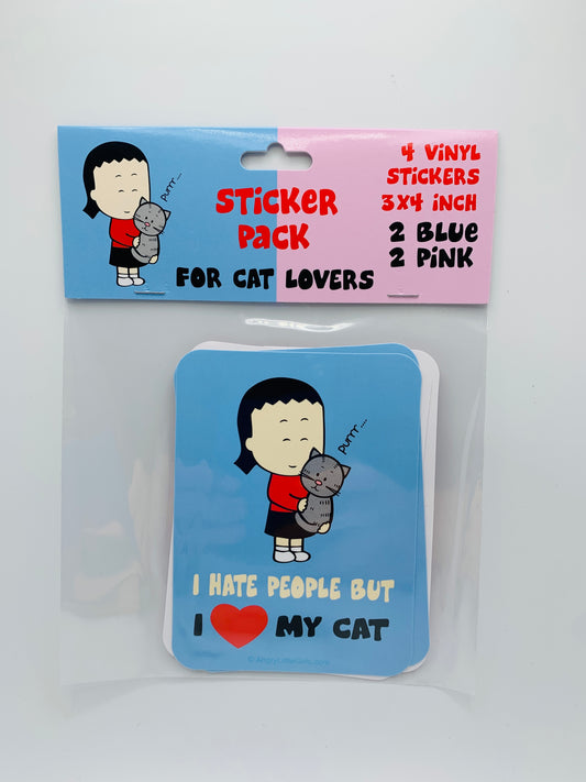 Sticker Pack I Hate People but I Love My Cat