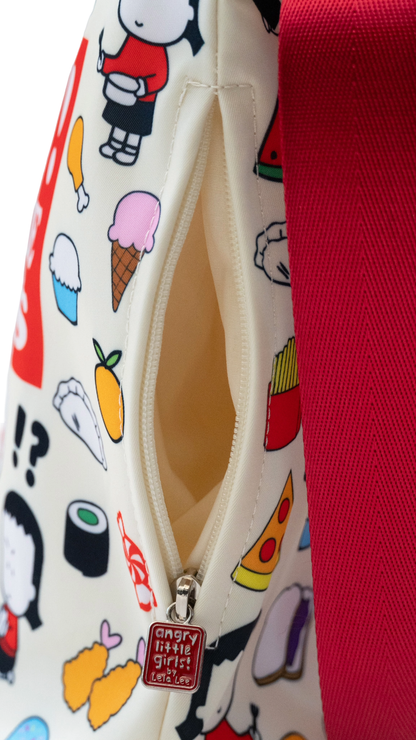 "I'm HANGRY! I'm just here for the snacks" crossbody tote bag