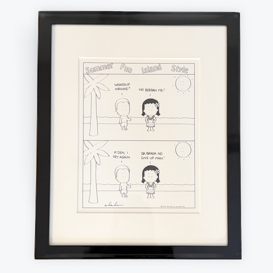"Summer Fun Island Style" framed original comic strip
