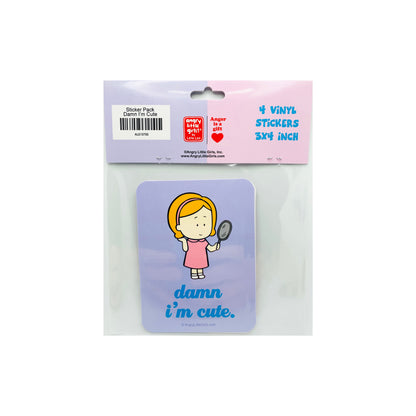 "Damn I’m Cute" Vinyl Sticker Pack (Deborah)