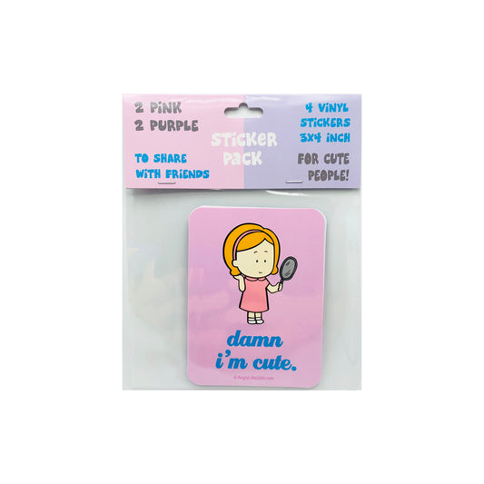 "Damn I’m Cute" Vinyl Sticker Pack (Deborah)