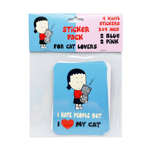 "I Hate People But I Love My Cat" Vinyl Sticker Pack