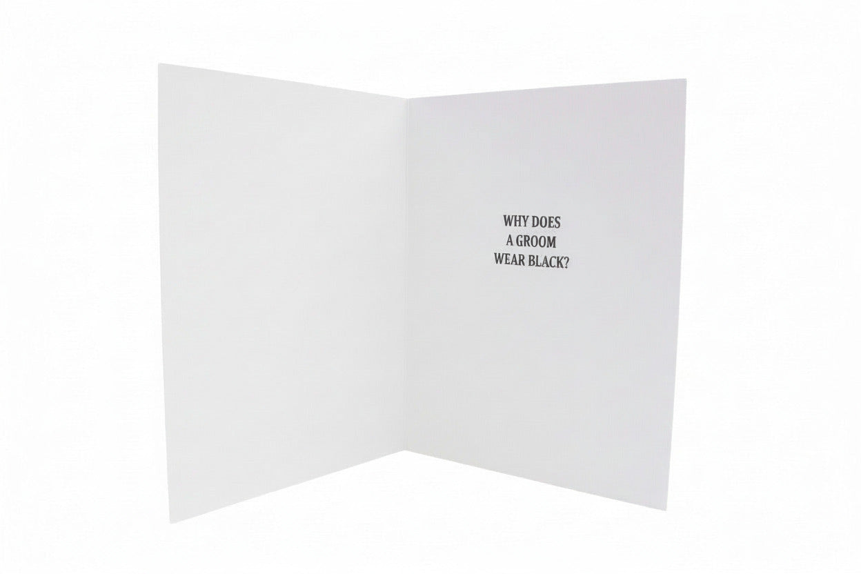 White card with black text on a white background