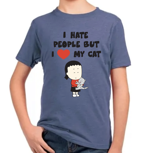 YOUTH shirt: I hate people but I love my cat