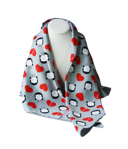Angry Little Asian Girl "Hearts & Double Bird" Square Scarf