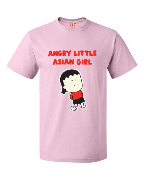 Angry Little Asian Girl ADULT tshirt pink