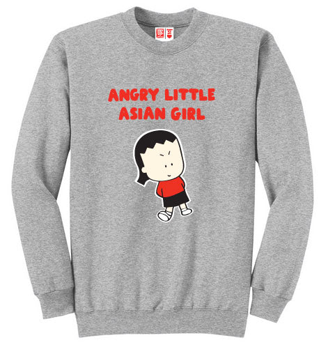 Angry Little Asian Girl crew neck ADULT sweatshirt