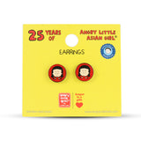Angry Little Asian Girl red circle earrings