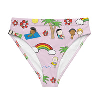 Pink Angry Little Girls Beach Pattern recycled high-waisted bikini bottom