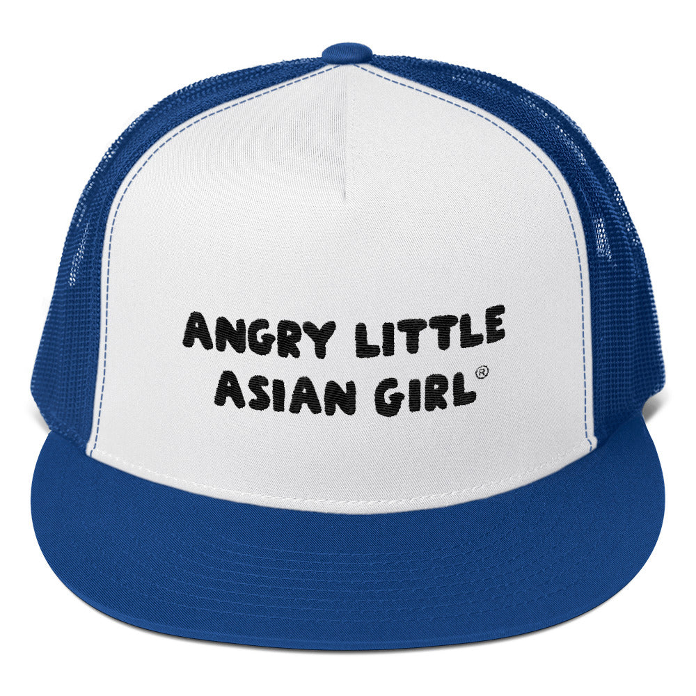 Angry Little Asian Girl White Front Trucker Cap